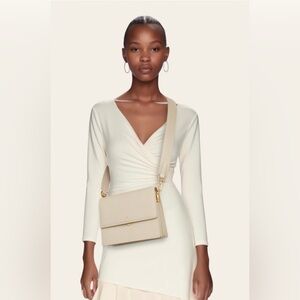 JW Pei Mini Flap Ivory Lizard Crossbody Bag